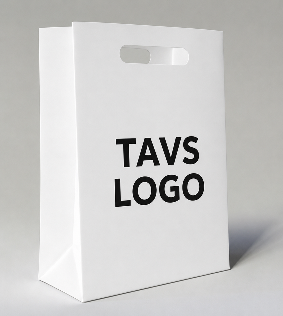 White paper BB flat bottom bag with custom print